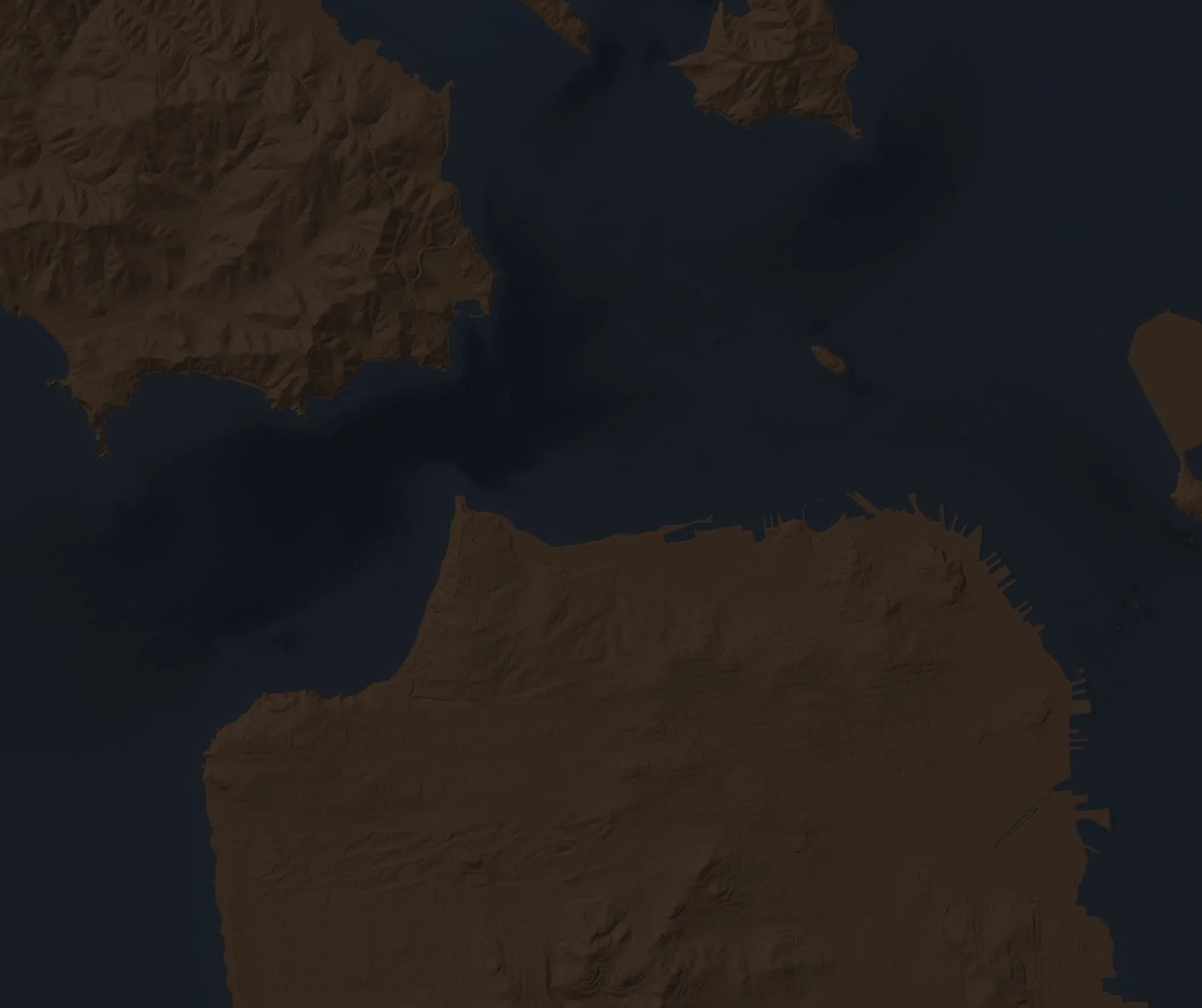 A dark chart of the Golden Gate and the bay
